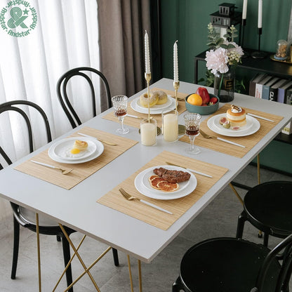ANDSTAR Bamboo Placemats Set of 8 Waterproof - 12x18 Inch Reusable Table Mats for Dining