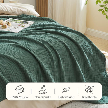 EMME Cotton Muslin Large Throw Blanket Couch Breathable Gauze Blanket Soft Lightweight Bed Blankets