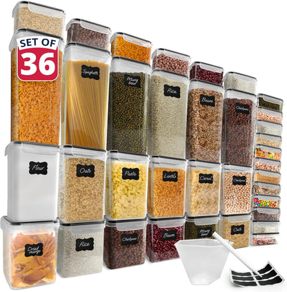 Reli. Airtight Food Storage Containers with Lids (36 Sets) | Kitchen Organizers and Storage Pantry