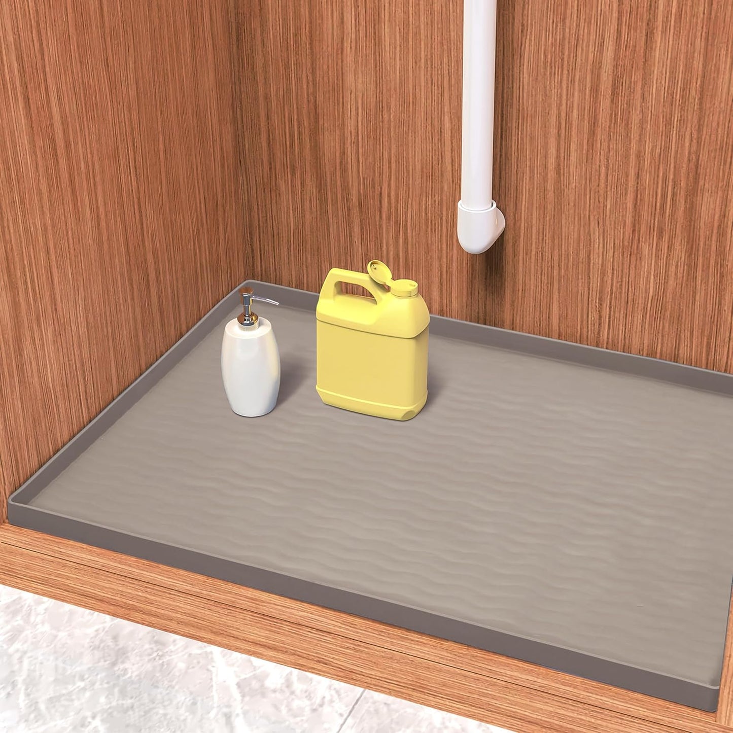 URMONA Waterproof Silicone Under Sink Mat 25'' x 22'' Shelf Liner for Kitchen and Bathroom, Cabinet