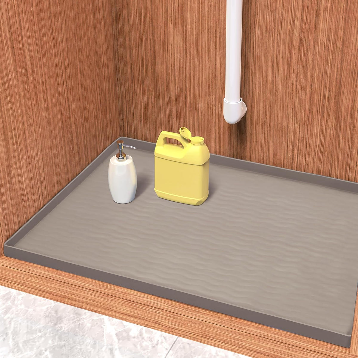 URMONA Waterproof Silicone Under Sink Mat 25'' x 22'' Shelf Liner for Kitchen and Bathroom, Cabinet