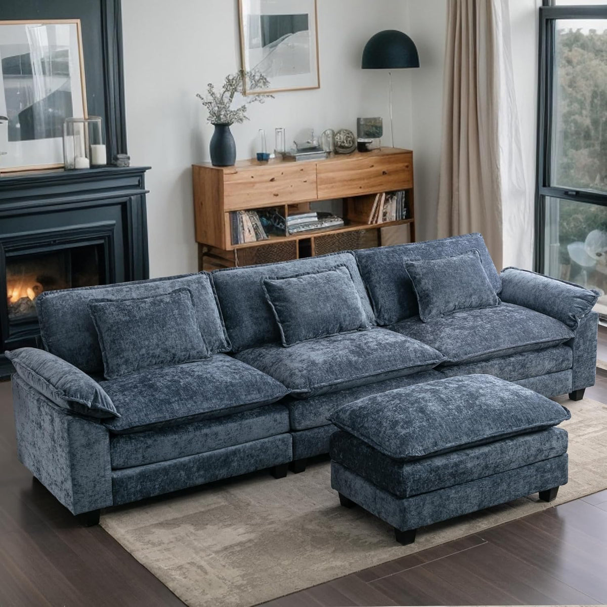 URRED Modular Sectional Sofa Comfy Cloud Couch, Modern Chenille Sofa Sleeper Deep Seat Couches with