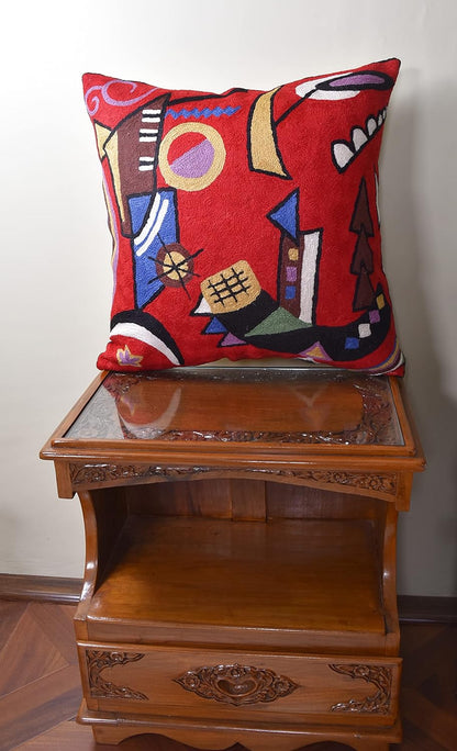 Kandinsky Red Abstract Pillow Cover Gegen Modern Pillowcase Scarlet Reds Abstract Chair Cushion