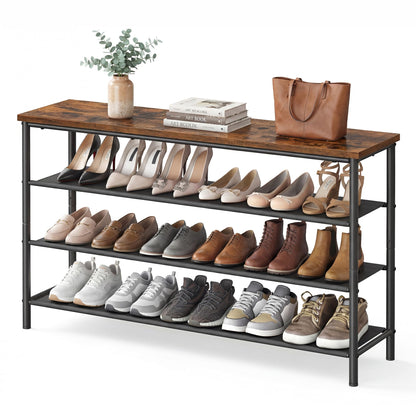 SONGMICS HOME 4-Tier Shoe Rack, Free Standing Shoe Storage Organizer, 12 x 47.4 x 28.2 Inches