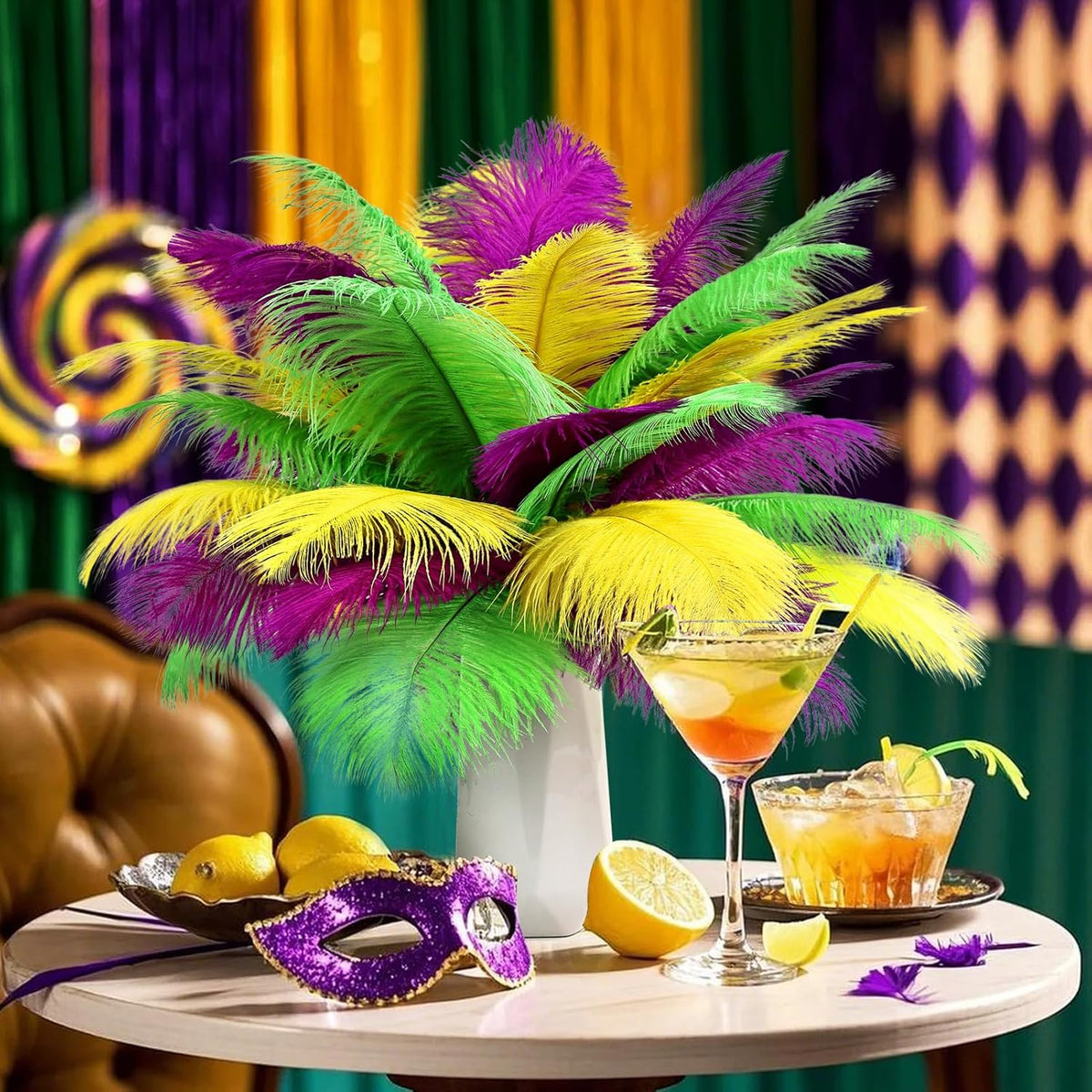 THARAHT Mix Colour Ostrich Feathers 12pcs Natural Bulk 10-12Inch 25cm-30cm for Wedding Party