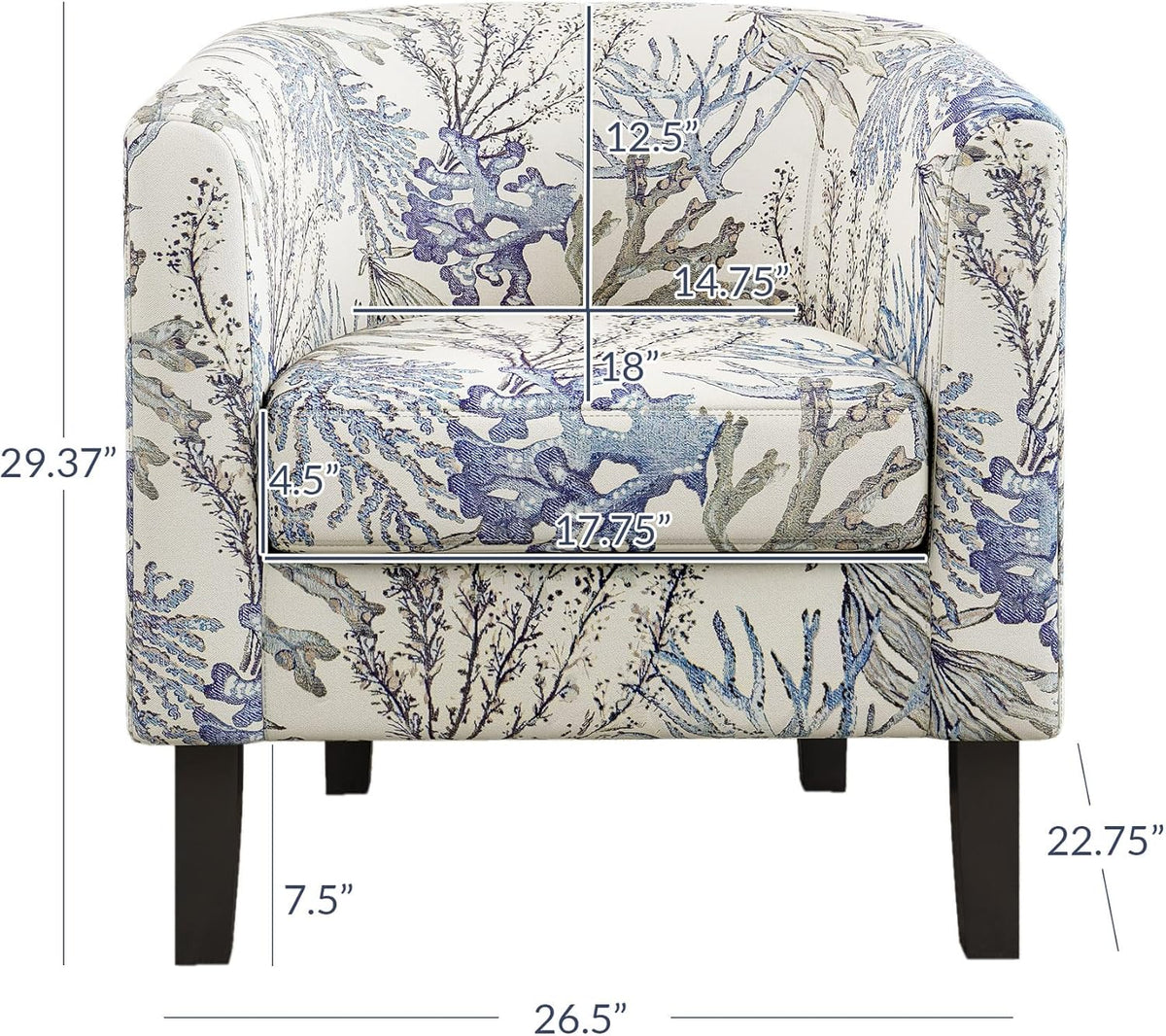 BELLEZE Living Room Chair, Linen Round Accent Barrel Chair, Club Tub Sofa Chair for Bedroom, Corner