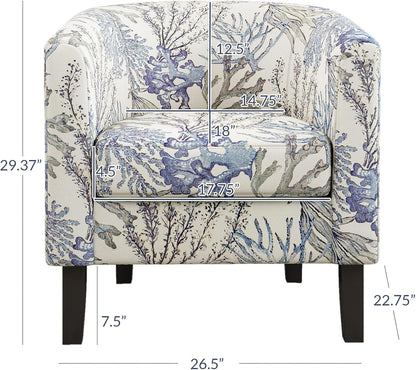 BELLEZE Living Room Chair, Linen Round Accent Barrel Chair, Club Tub Sofa Chair for Bedroom, Corner