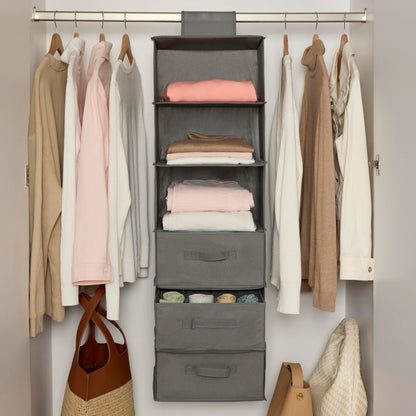 Amazon Basics 6-Tier Hanging Closet Organizer with Removable Drawers for Sweaters, 6.9"D x 13.6"W x
