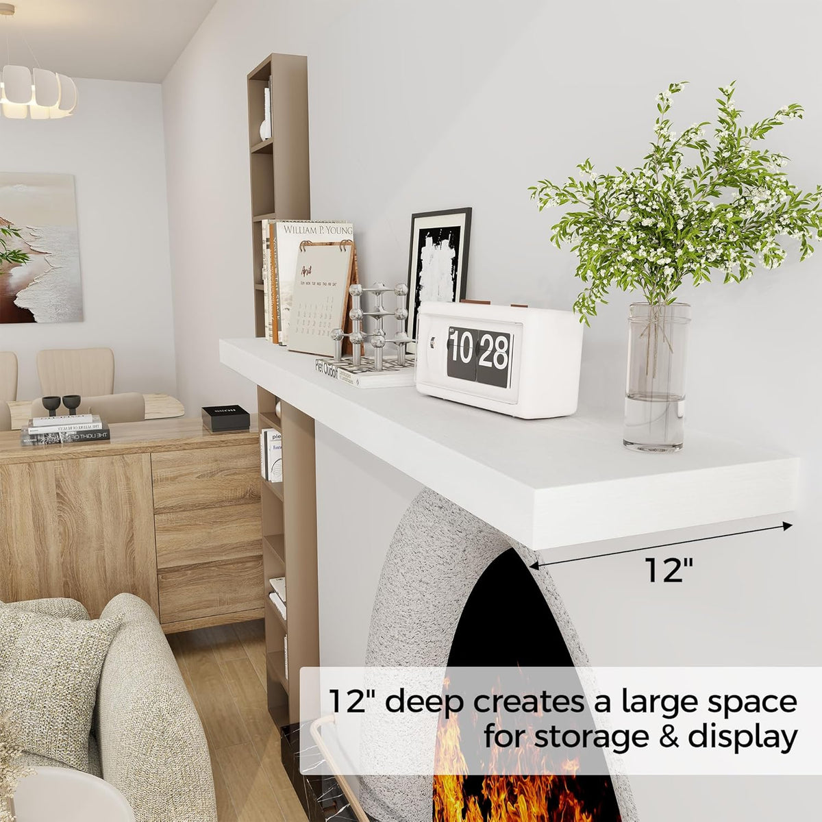 Fun Memories White Floating Shelves 55 Inch Long, 12 Inch Deep Floating Shelves for Wall, 55 x 12