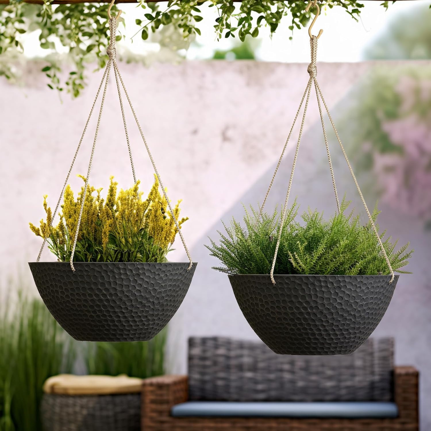 LA JOLIE MUSE Hanging Planters for Outdoor Plants, Large Hanging Planter with Drain Holes, Outdoor