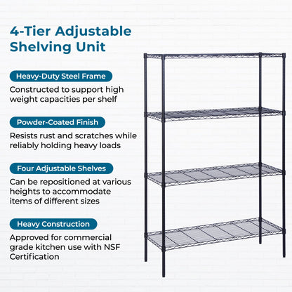 Honey-Can-Do 4-Tier Heavy Duty Extra-Wide Adjustable Shelving Unit, 350-lb Per Shelf Metal Storage