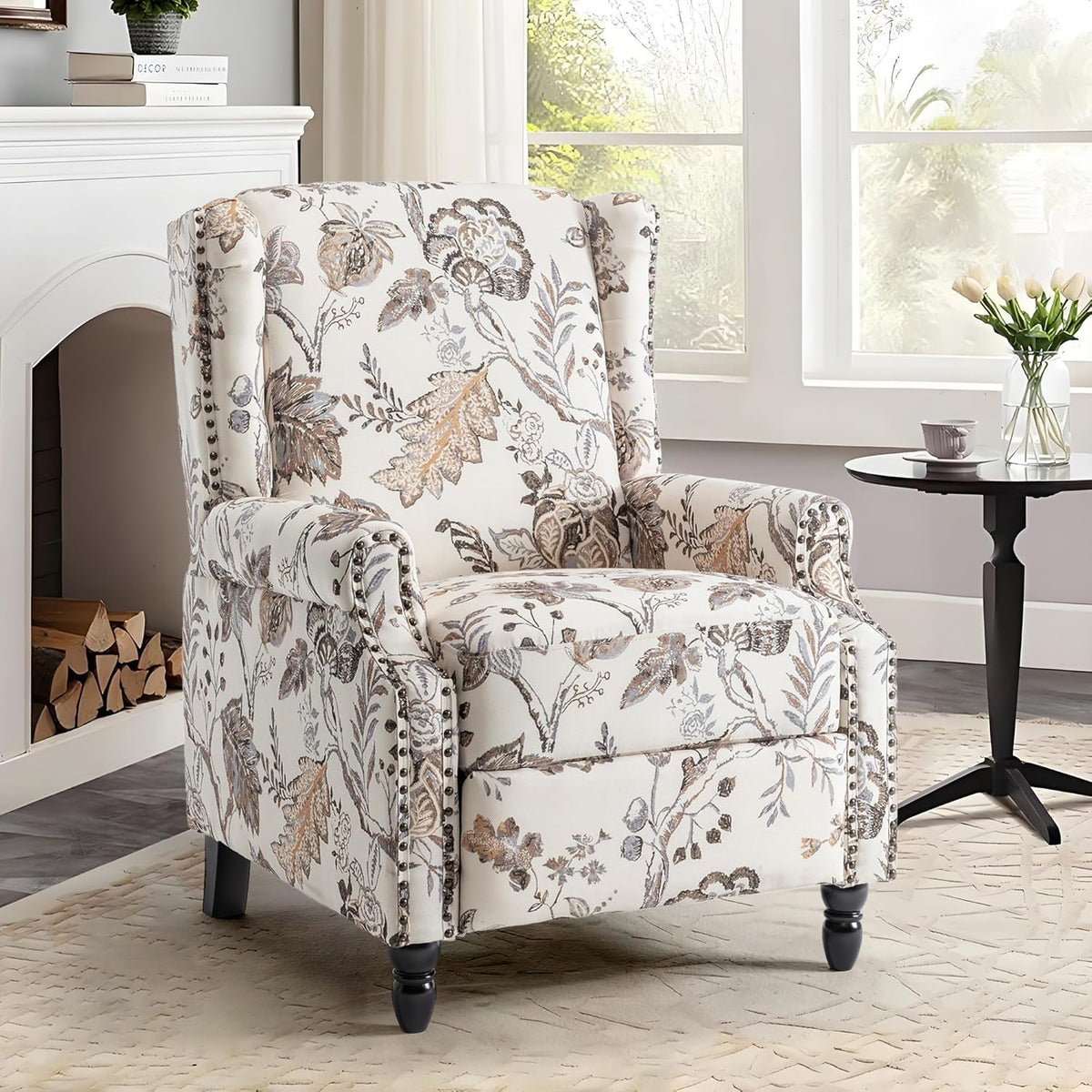 UIXE Pushback Recliner Chair, Fabric Upholstered Armchair Push Back Accent Chair for Living Room