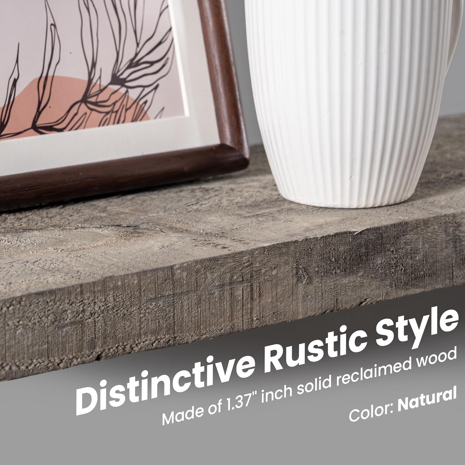 Floating Shelves, 8 Inch Deep Rustic Solid Reclaimed Wood Wall Shelves for Storage, Wall Mounted