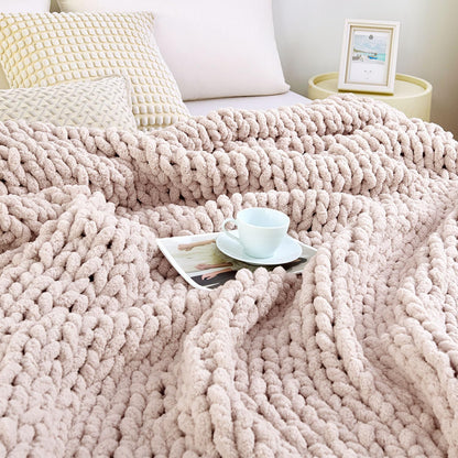 Admitrack Chunky Knit Blanket Throw, 100% Hand Knit Chenille Throw Blanket for Sofa & Home Decor