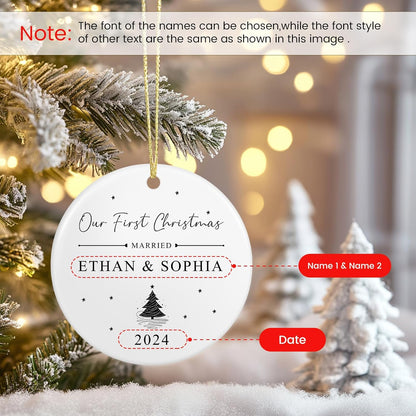 First Christmas Married Ornament 2025, Personalized Christmas Ornaments, Cuztomized Wedding Gifts