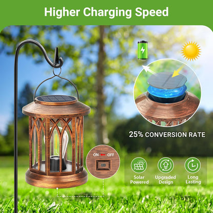 WdtPro Solar Lanterns Outdoor Hanging 6 Pack, Upgraded Bright Lantern Lights Outdoor Waterproof