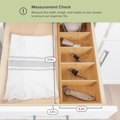 Premium Kitchen Utensils and Junk Drawer Organizer – Small 5-Compartment Design with 4 Removable