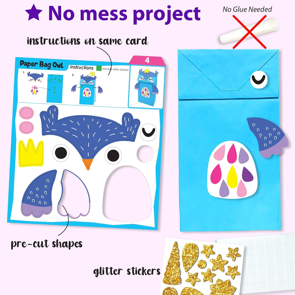 KRAFUN My First Unicorn Bunny Paper Craft Kit for Toddlers and Girls Age 3-8 Years Old, Include 18