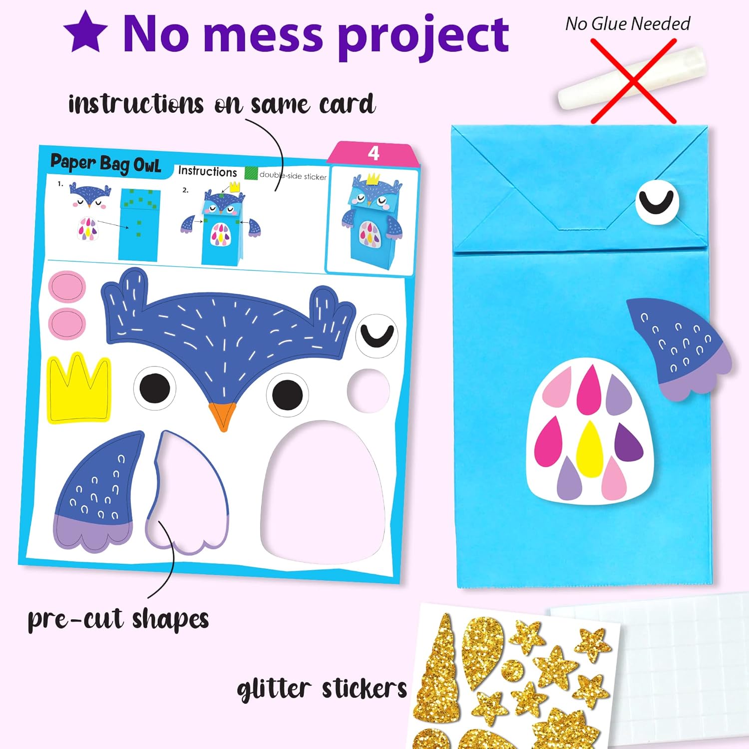 KRAFUN My First Unicorn Bunny Paper Craft Kit for Toddlers and Girls Age 3-8 Years Old, Include 18