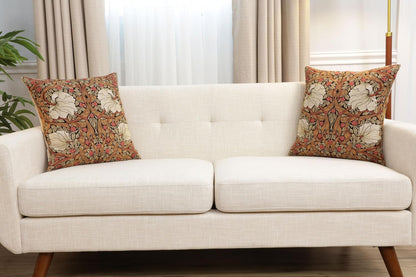 Charlotte Home Furnishings Pimpernel Tobacco Brown Floral Throw Pillow Cover 18” x 18” – Botanical