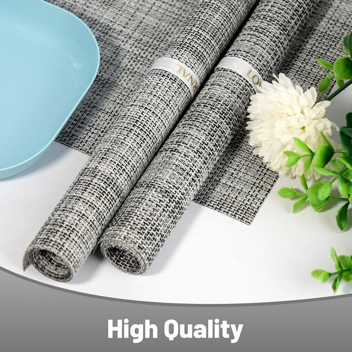 Placemats Set of 8，Non-Slip PVC Weave Table Mats Easy to Clean，Heat Resistant Place Mats for