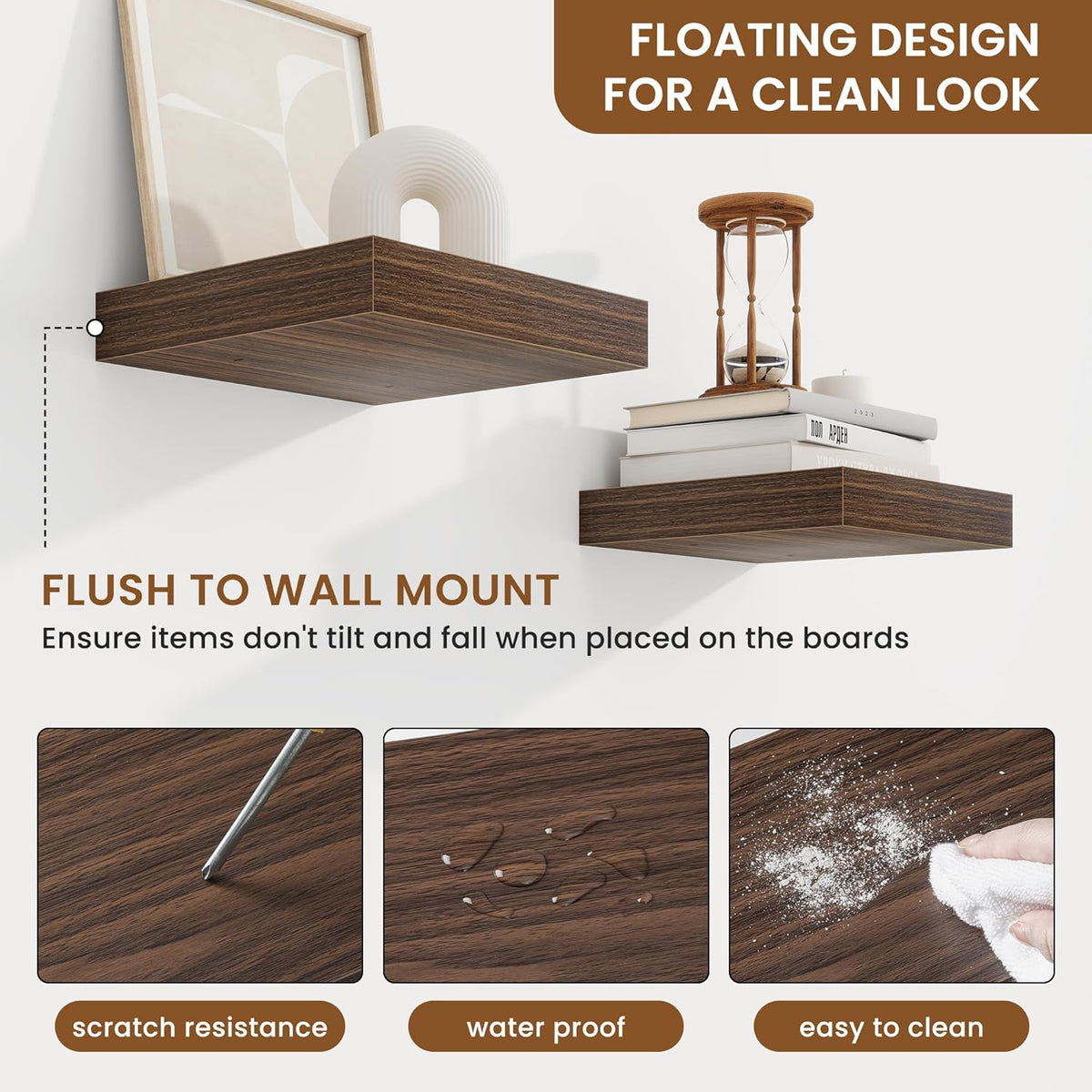 fuqing Floating Shelves for Wall, Bathroom Shelf Wall Mounted for Storage, Shelves with Invisible