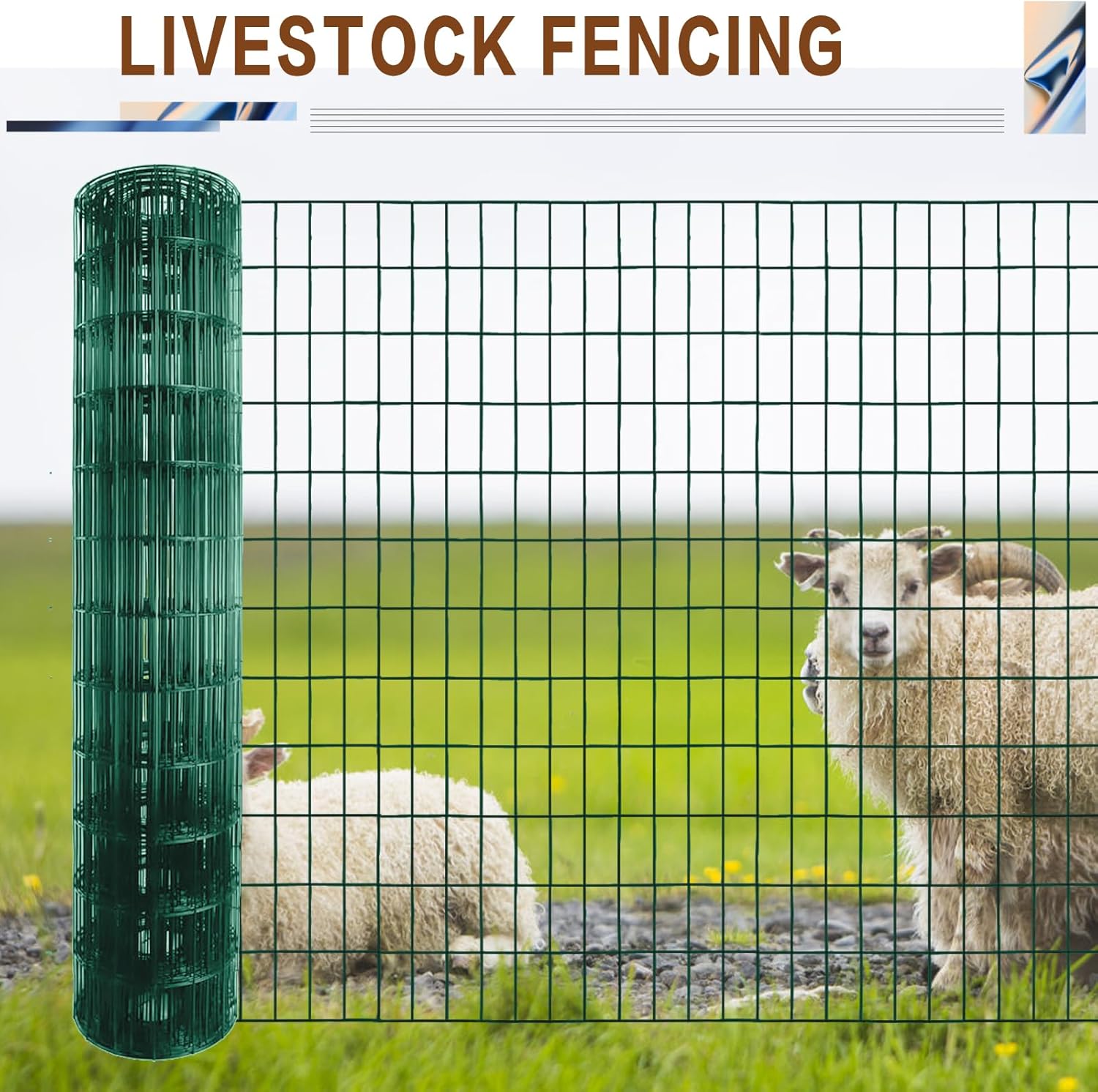 Tongmo 3 ft x 100 ft Green PVC Coated Welded Wire Fence, 16GA Garden Chicken Wire Fence Roll, Mesh