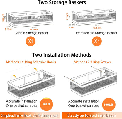 PUSDON Hanging Storage Baskets Organizer Wall Mount, Metal Wire Storage Bin Rack for Kitchen