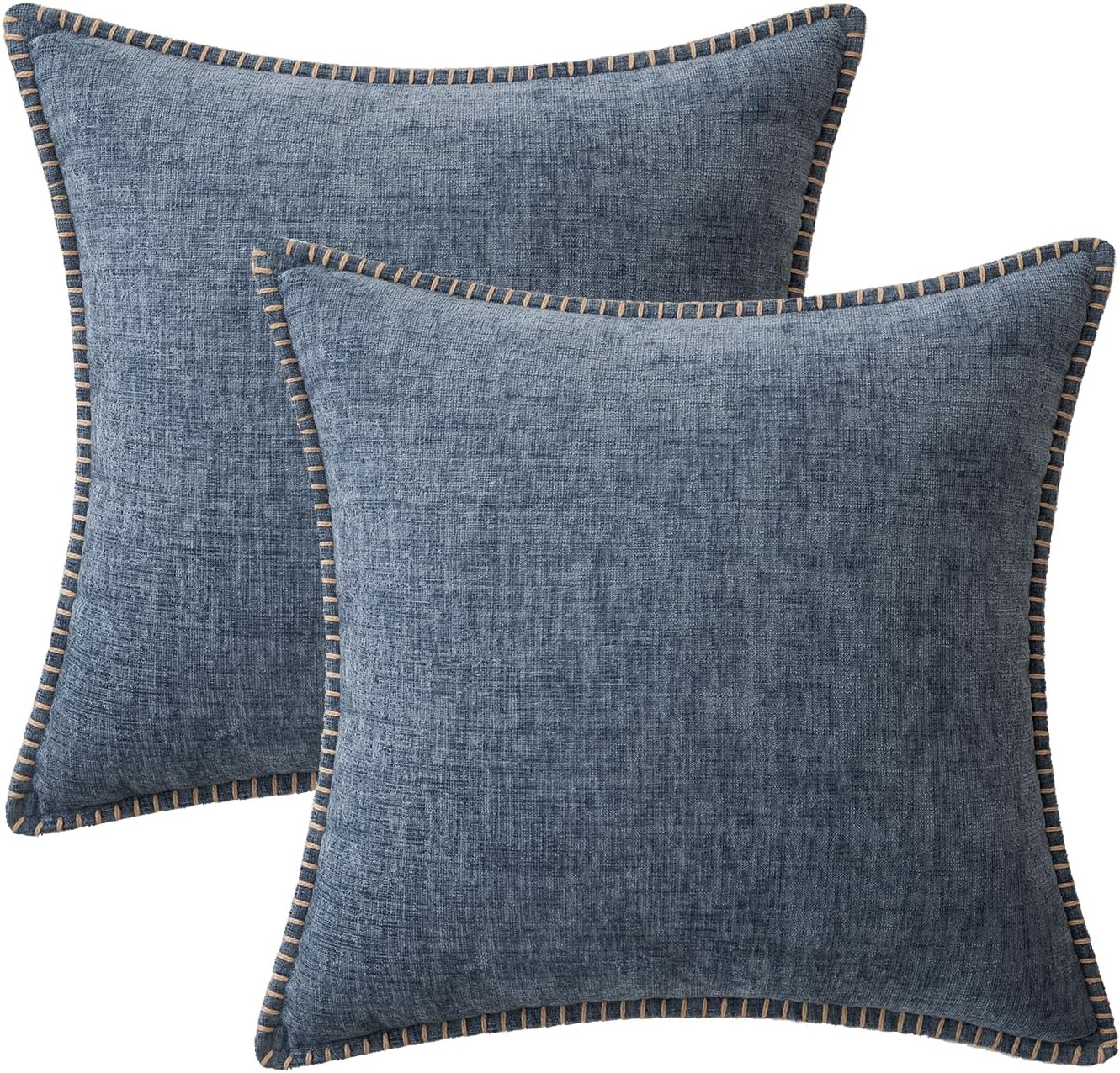 MIULEE Pack of 2 Couch Throw Pillow Covers 20x20 Inch Aqua Blue Farmhouse Decorative Pillow Covers