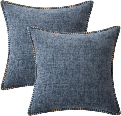 MIULEE Pack of 2 Couch Throw Pillow Covers 20x20 Inch Aqua Blue Farmhouse Decorative Pillow Covers