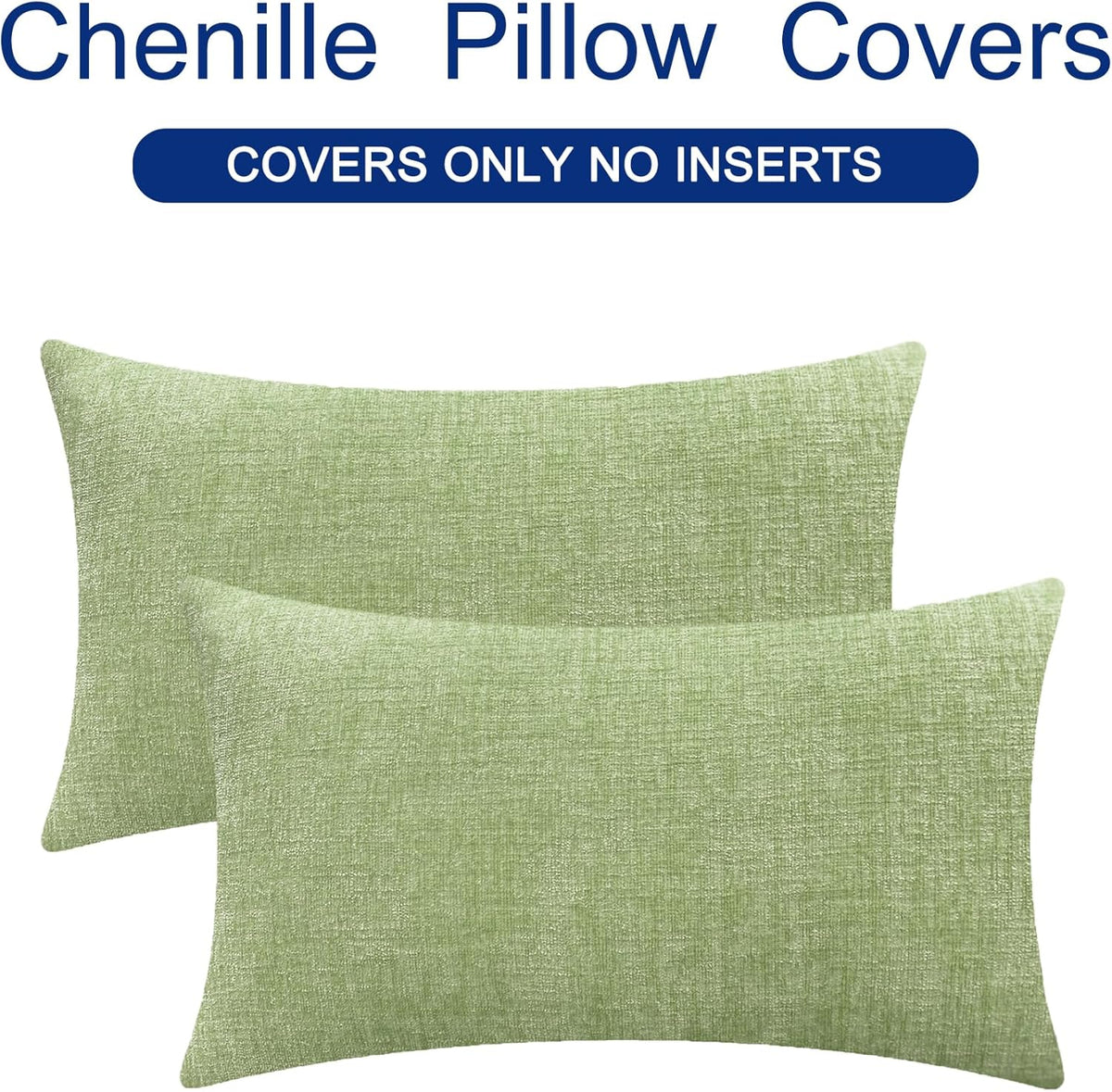 CaliTime Throw Pillow Covers Decorative 12 X 20 Inches Pack of 2 Cozy Chenille Cushion Cases for