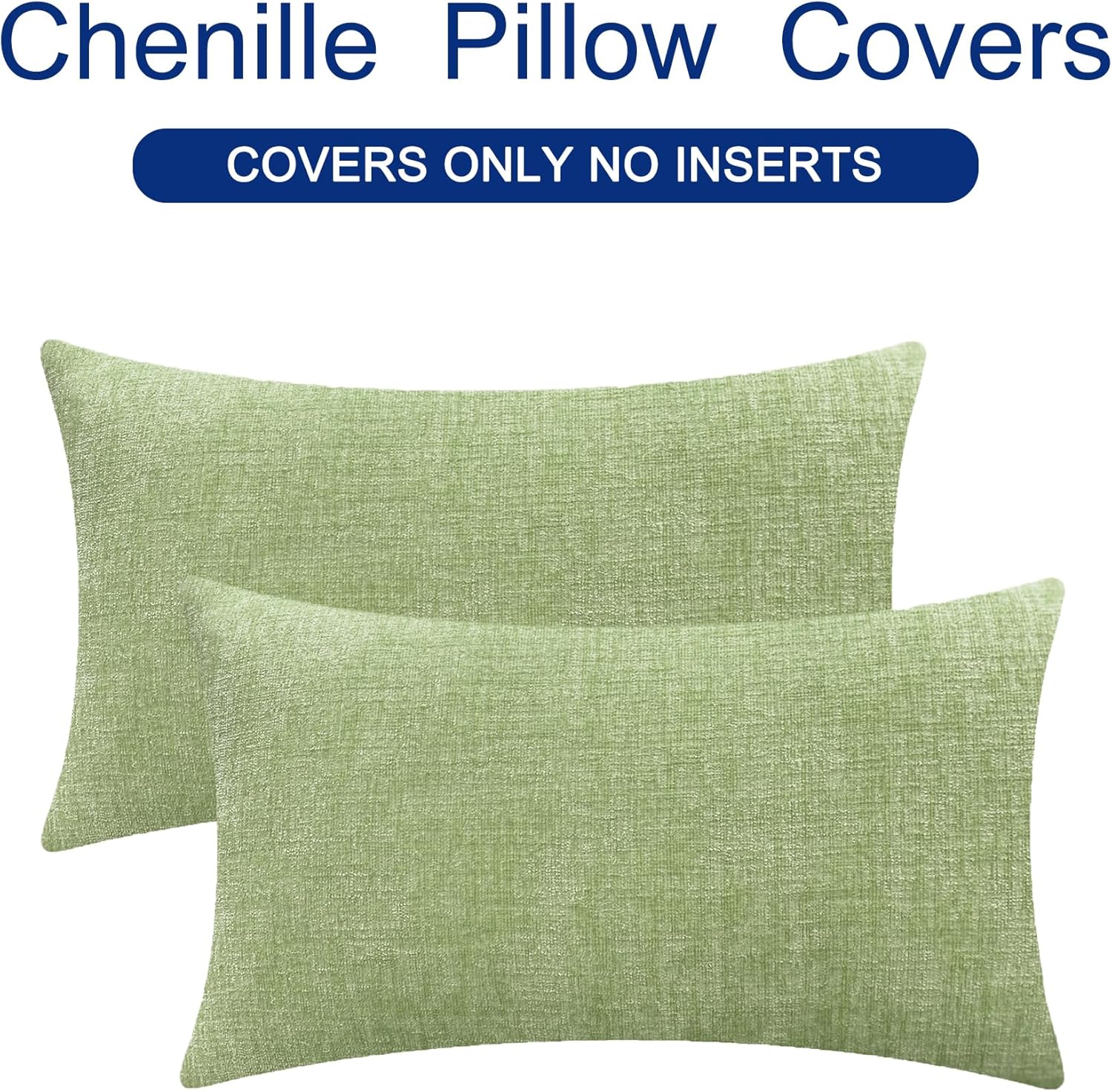 CaliTime Throw Pillow Covers Decorative 16 X 26 Inches Pack of 2 Cozy Chenille Cushion Cases for
