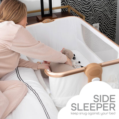 KoolerThings Baby Bassinet, Bedside Sleeper for Baby, Easy Folding Portable Crib with Storage