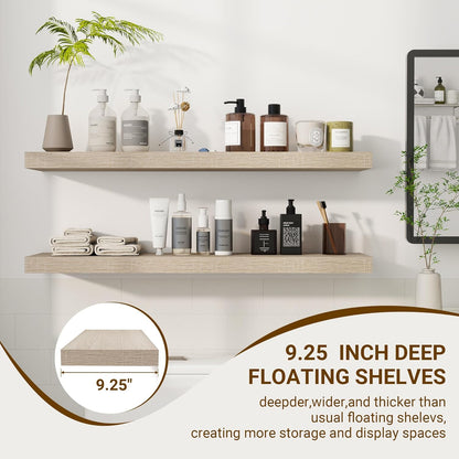 36 Inch Floating Shelves, 3D Textured Wood Grain, 36"x9.25"x1.5" Inch Deep Floating Shelves for