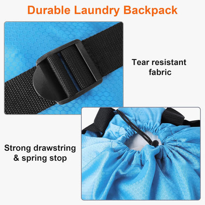 Femuar Laundry Bag Backpack Durable Laundry Bag with Shoulder Straps and Mesh Pockets Portable