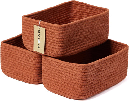 Small Storage Baskets for Organizing | Closet Organizer Bins | Shelf Toy Basket | Woven Rope