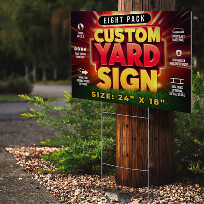 8 Pack 24"x18" Custom Yard Signs with Stakes, Personalized Yard Signs for Outdoors, Customized Full