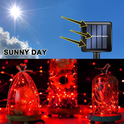 TW SHINE Red Solar String Lights Outdoor, Total 80 FT 240 LED Solar Powered Waterproof Fairy Lights