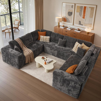 Cloud Sectional Couches for Living Room,U Shaped Modular Sofas No Assembly,135x107 Inches Plush