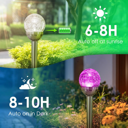 SOLPEX Solar Garden Lights Outdoor, 6 Pack Multi-Color Changing&White 2 Modes Solar Powered Glass