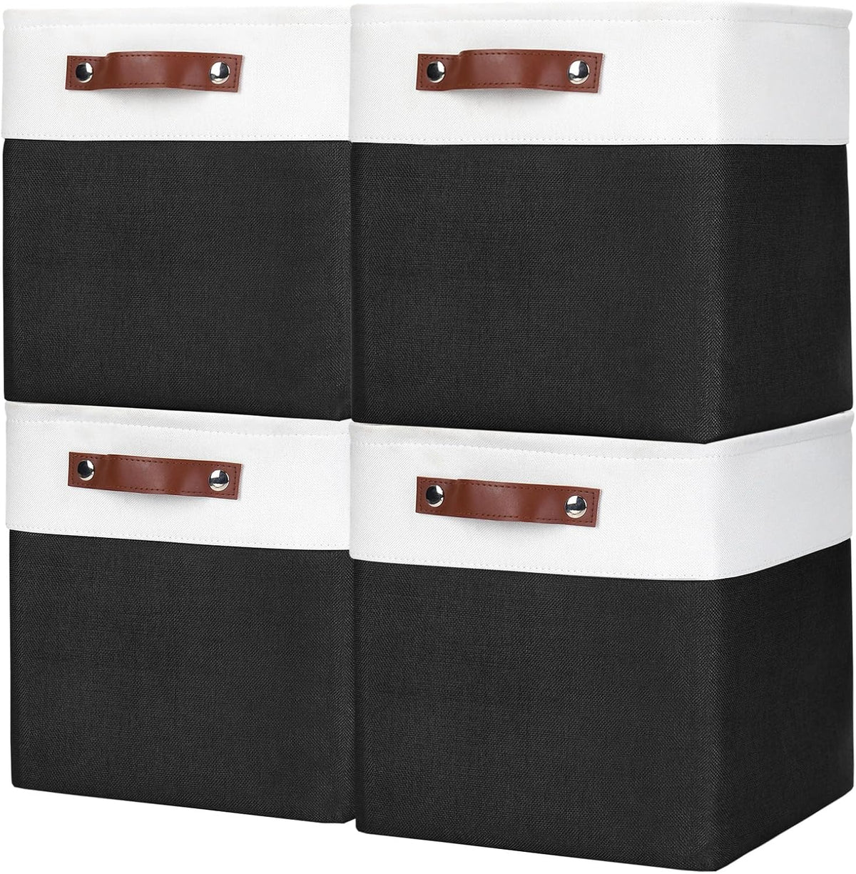 Collapsible Fabric Storage Cubes 11x11 Cube Storage Bins, 4 Pack Closet Baskets Box with Handles