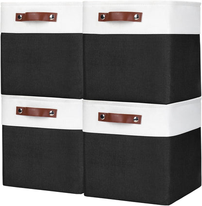 Collapsible Fabric Storage Cubes 11x11 Cube Storage Bins, 4 Pack Closet Baskets Box with Handles