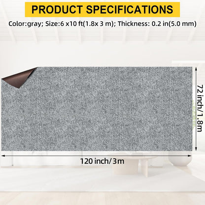Marine Carpet,6 FT x 10 FT Smoke Gray Indoor Outdoor Carpet 0.2" Thick Boat Carpet with Water-Proof
