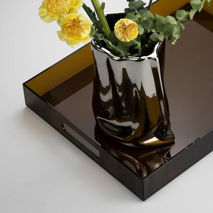 Large Acrylic Serving Tray Decorative Ottoman Coffee Table Vanity Tray Tea Fruit Platter Snack