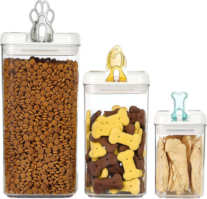 Felli Flip Tite Pet Food Container with Airtight Lids, BPA FREE Acrylic Canister with Paw Bone Fish