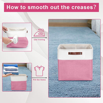 13x13 Cube Storage Bins, Collapsible Fabric Storage Box, 4 Pack Closet Baskets with Handles for