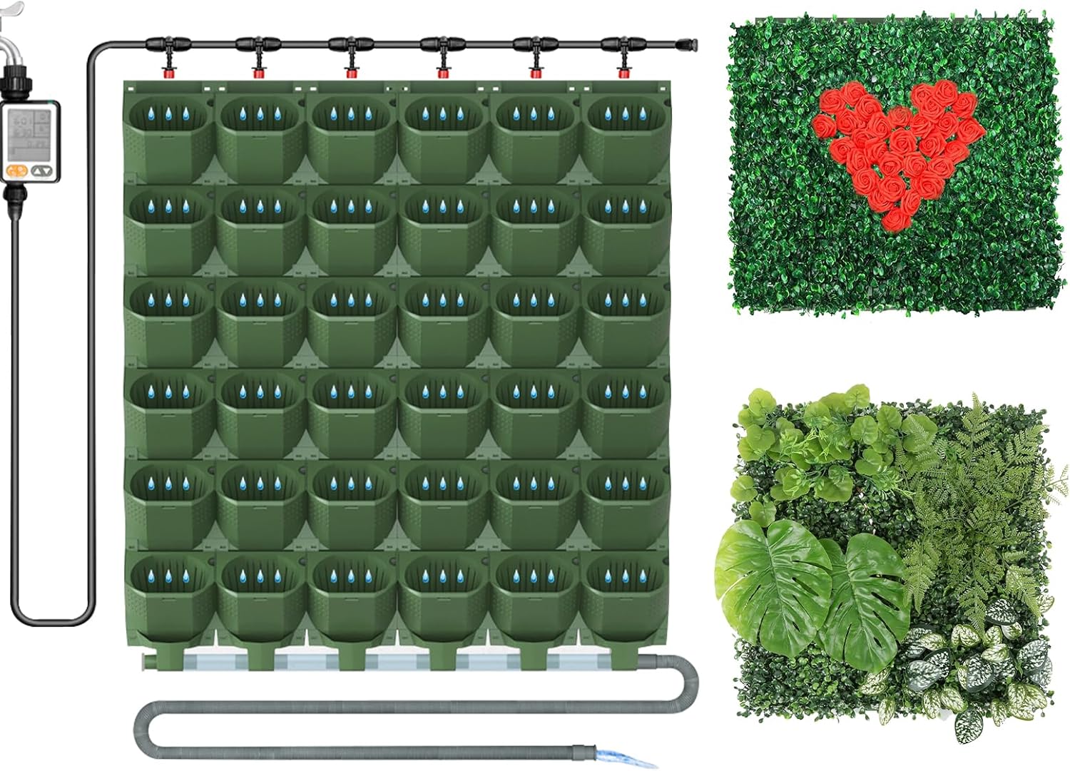 Self Watering Wall Mounted Vertical Planter, 36 Pots Wall Planter Indoor Vertical Living Green