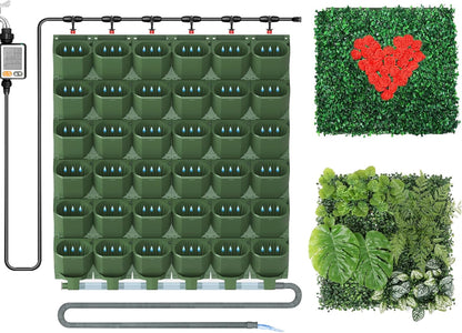 Self Watering Wall Mounted Vertical Planter, 36 Pots Wall Planter Indoor Vertical Living Green