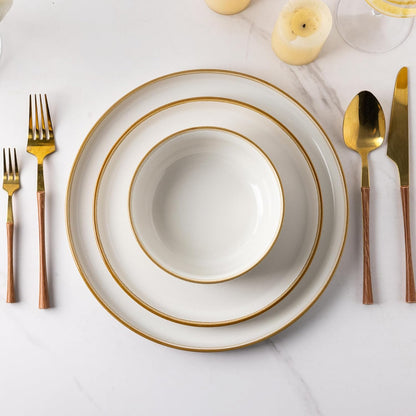 GBHOME Ceramic Dinnerware Sets for 4, 12 Pieces Stoneware Plates and Bowls Sets, Scratch Resistant