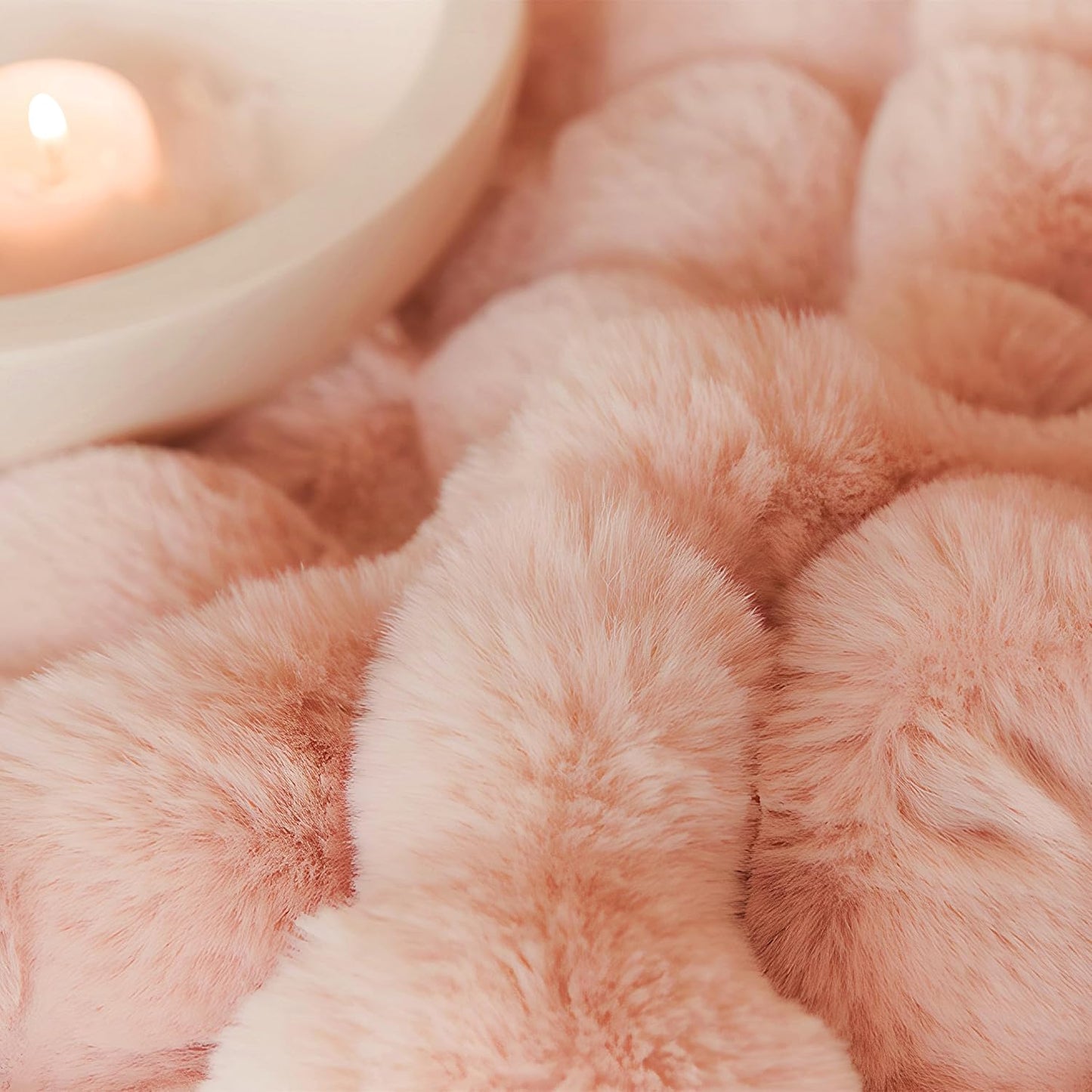 UKELER Pink Faux Fur Throw Blanket for Girls 50''x60'' Decorative Shaggy Velvet Blanket Fluffy Cozy